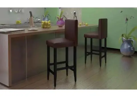 Scaune de bar, 4 buc., maro închis, piele ecologică - 1/5