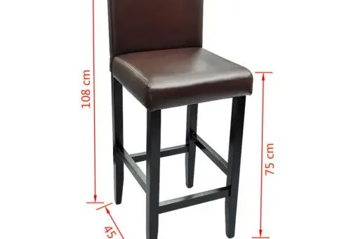 Scaune de bar, 4 buc., maro închis, piele ecologică - 5/5