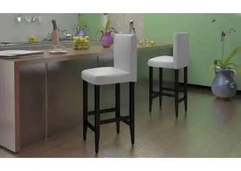 Scaune de bar, 6 buc., alb, piele ecologică - 1/5