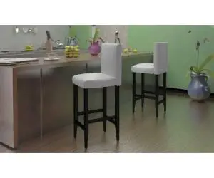 vidaXL Scaune de bar, 6 buc., alb, piele ecologică