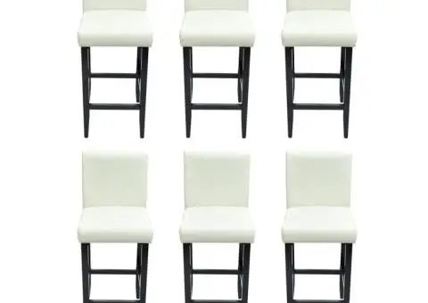 Scaune de bar, 6 buc., alb, piele ecologică - 2/5