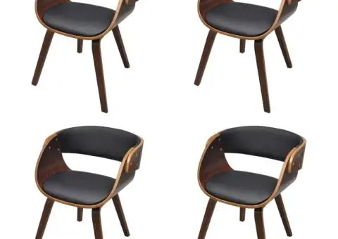 Scaune de bucătărie 4 buc., maro, lemn curbat & piele ecologică - 2/5