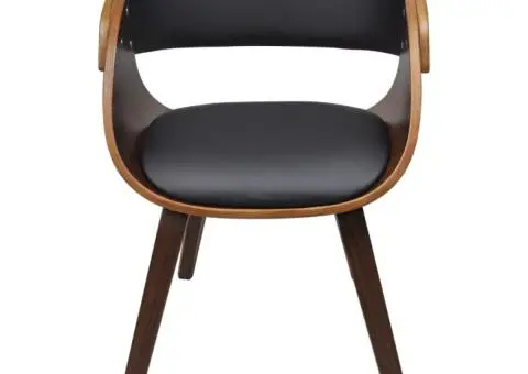 Scaune de bucătărie 4 buc., maro, lemn curbat & piele ecologică - 3/5