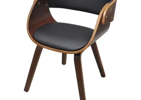 Scaune de bucătărie 4 buc., maro, lemn curbat & piele ecologică - 5/5