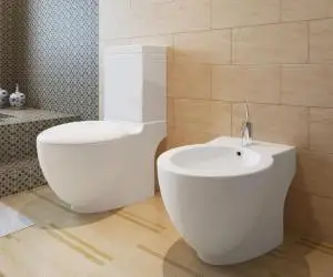 vidaXL Set de toaletă & bideu, alb, ceramică