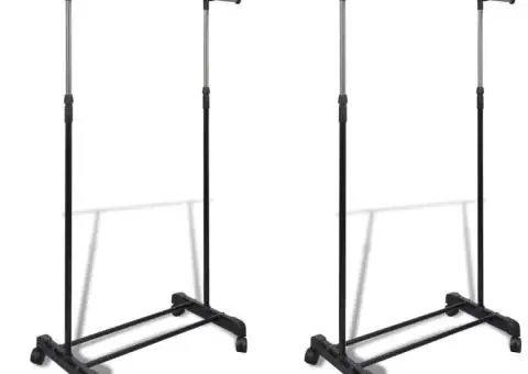 Cuiere de haine reglabile, 2 buc., 1 bară suspendată - 1/5