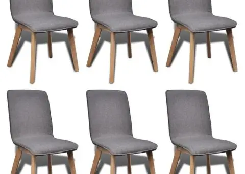 Scaune bucătărie 6 buc, gri deschis, textil & lemn stejar masiv - 1/5