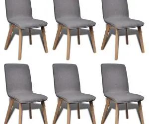 vidaXL Scaune bucătărie 6 buc, gri deschis, textil & lemn stejar masiv