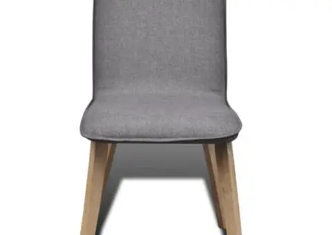 Scaune bucătărie 6 buc, gri deschis, textil & lemn stejar masiv - 2/5