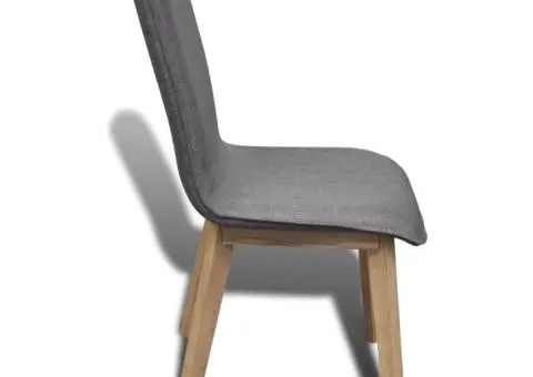 Scaune bucătărie 6 buc, gri deschis, textil & lemn stejar masiv - 4/5