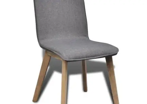 Scaune bucătărie 6 buc, gri deschis, textil & lemn stejar masiv - 5/5