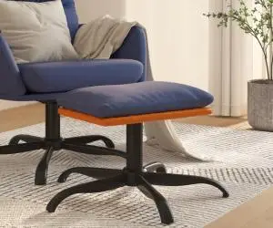vidaXL Taburet, albastru, 60x60x36 cm, material textil și piele eco
