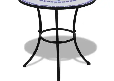 Set mobilier bistro, 3 piese, albastru/alb, plăci ceramice - 2/5