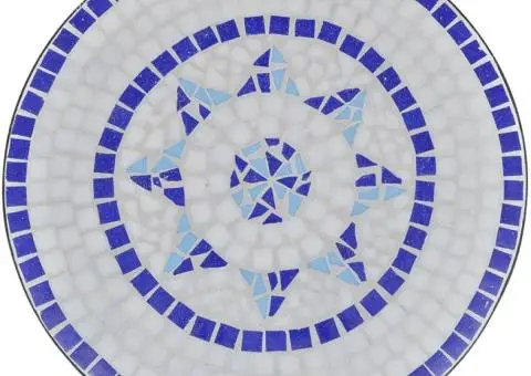 Set mobilier bistro, 3 piese, albastru/alb, plăci ceramice - 4/5