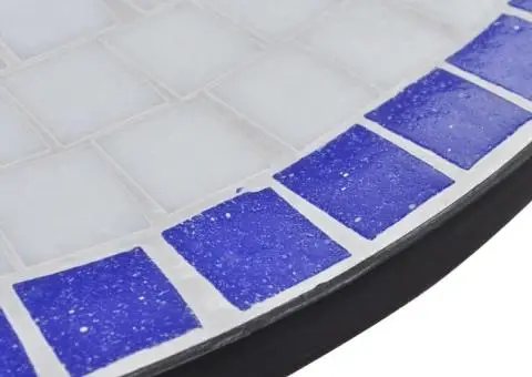 Set mobilier bistro, 3 piese, albastru/alb, plăci ceramice - 5/5