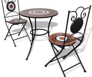 vidaXL Set mobilier bistro, 3 piese, teracotă/alb, plăci ceramice