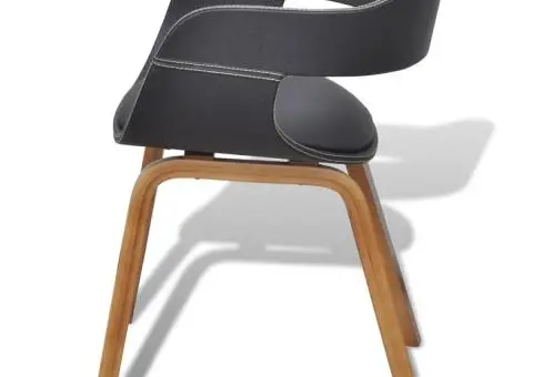 Scaune de bucătărie 4 buc, negru, lemn curbat & piele ecologică - 5/5