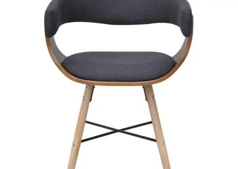 Scaune de bucătărie, 6 buc., gri închis, lemn curbat & țesătură - 4/5