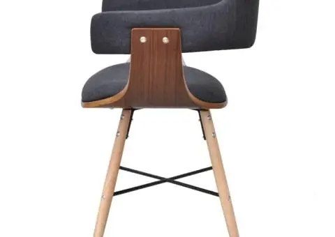 Scaune de bucătărie, 6 buc., gri închis, lemn curbat & țesătură - 5/5