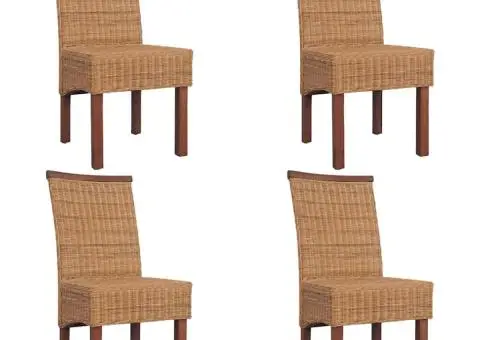 Scaune de bucătărie, 4 buc., maro, ratan natural - 1/5