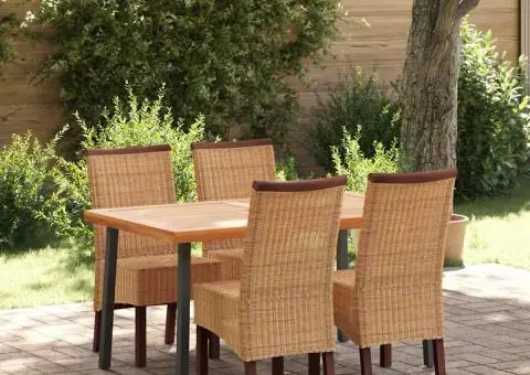 Scaune de bucătărie, 4 buc., maro, ratan natural - 2/5