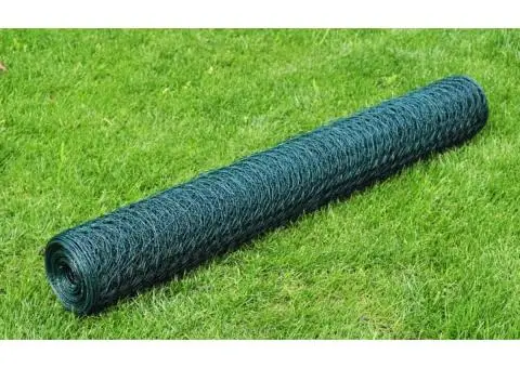 Plasă de sârmă găini, verde, 25 x 0,5 m, cu înveliș PVC - 1/4