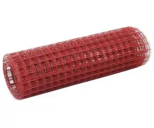vidaXL Plasă de sârmă găini, roșu, 10 x 0,5 m, oțel cu înveliș PVC