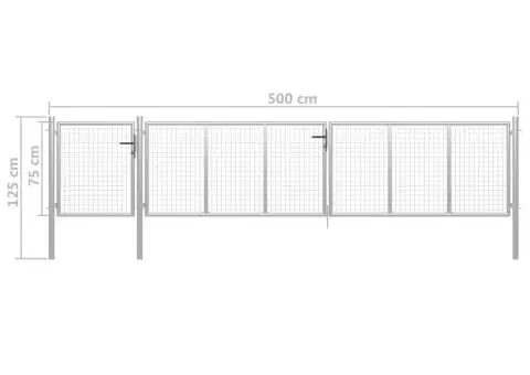 Poartă de grădină, argintiu, 500 x 75 cm, oțel - 5/5