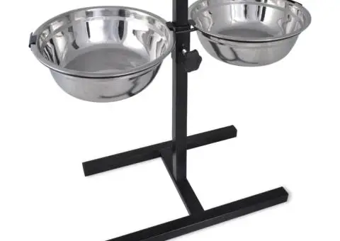 Suport pentru câine & 2 boluri din oțel inoxidabil x 4,1 l - 1/5