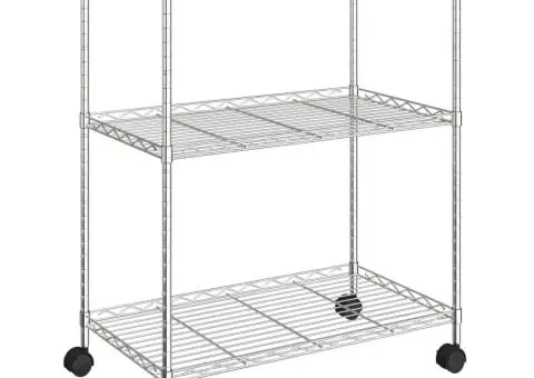 Raft depozitare cu roți, 3 niveluri, 60x35x81 cm, crom, 150 kg - 2/5