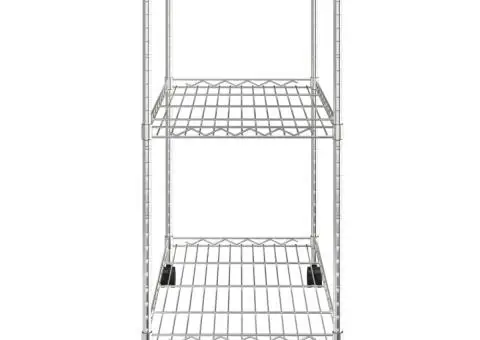 Raft depozitare cu roți, 3 niveluri, 60x35x81 cm, crom, 150 kg - 4/5