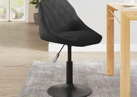 Scaun de bar, negru, catifea - 1/5