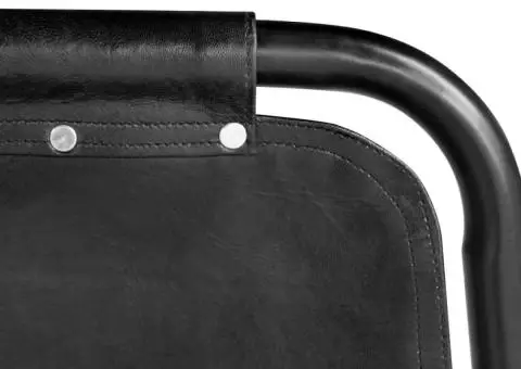 Scaune de bucătărie, 4 buc., negru, piele naturală - 4/5