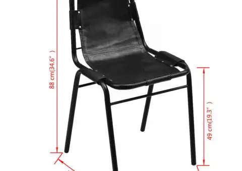 Scaune de bucătărie, 4 buc., negru, piele naturală - 5/5