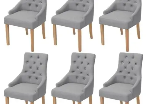 Scaune de sufragerie, 6 buc., gri deschis, material textil - 1/5