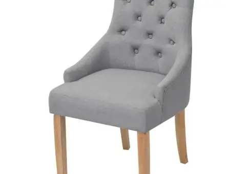 Scaune de sufragerie, 6 buc., gri deschis, material textil - 2/5