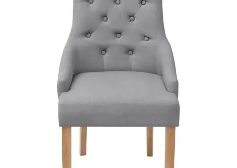 Scaune de sufragerie, 6 buc., gri deschis, material textil - 3/5