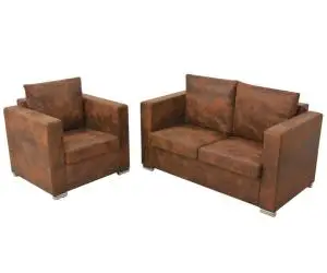 vidaXL Set canapea 2 piese Imitație piele întoarsă