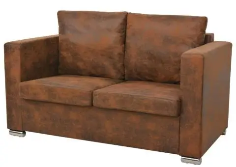 Set canapea 2 piese Imitație piele întoarsă - 2/5