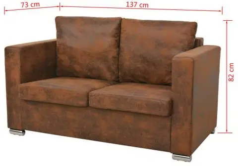 Set canapea 2 piese Imitație piele întoarsă - 5/5