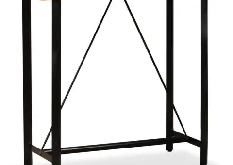 Set mobilier bar, 5 piese lemn masiv reciclat și piele naturală - 2/5