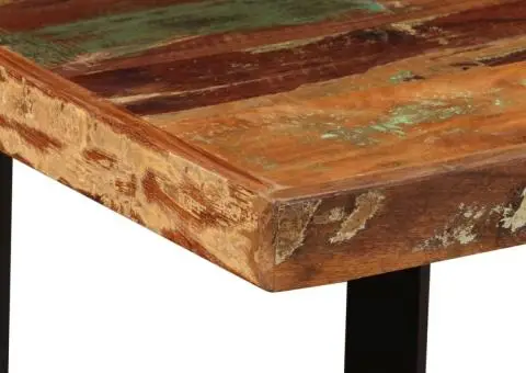 Set mobilier bar, 5 piese lemn masiv reciclat și piele naturală - 5/5