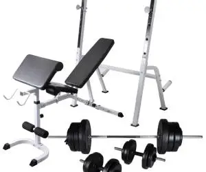 vidaXL Bancă antrenament rastel greutăți, set haltere/gantere, 60,5kg
