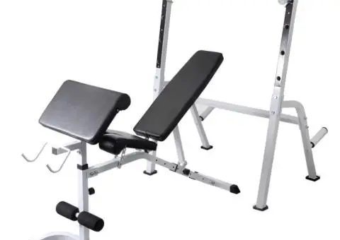 Bancă antrenament rastel greutăți, set haltere/gantere, 60,5kg - 2/5