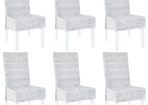 Scaune bucătărie, 6 buc., maro deschis, ratan Kubu & lemn mango - 1/5