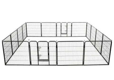 Țarc pentru câini, 16 panouri, oțel, 80 x 80 cm, negru - 1/5