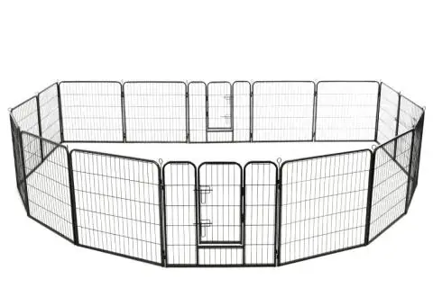 Țarc pentru câini, 16 panouri, oțel, 80 x 80 cm, negru - 2/5