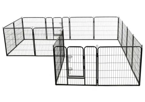 Țarc pentru câini, 16 panouri, oțel, 80 x 80 cm, negru - 3/5