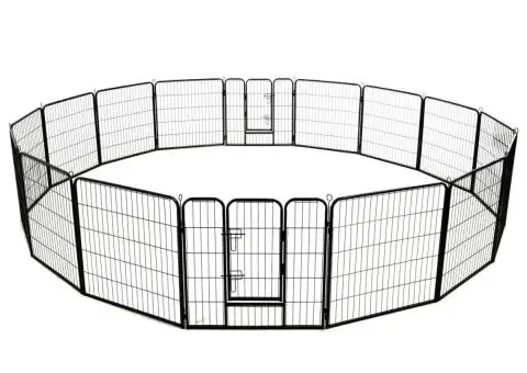 Țarc pentru câini, 16 panouri, oțel, 80 x 80 cm, negru - 4/5