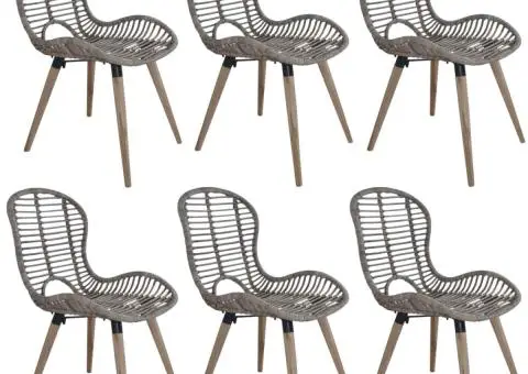 Scaune de bucătărie, 6 buc., maro, ratan natural - 1/5